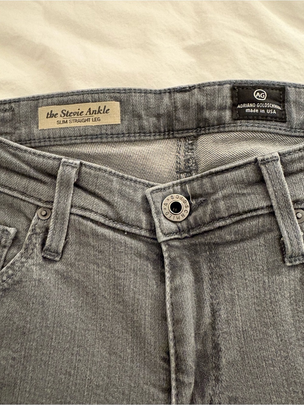 AG Adriano Goldschmied Stevie Ankle Slim Straight Leg Jeans - Gray